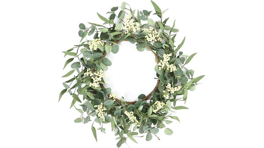 pink eucalyptus front door wreath