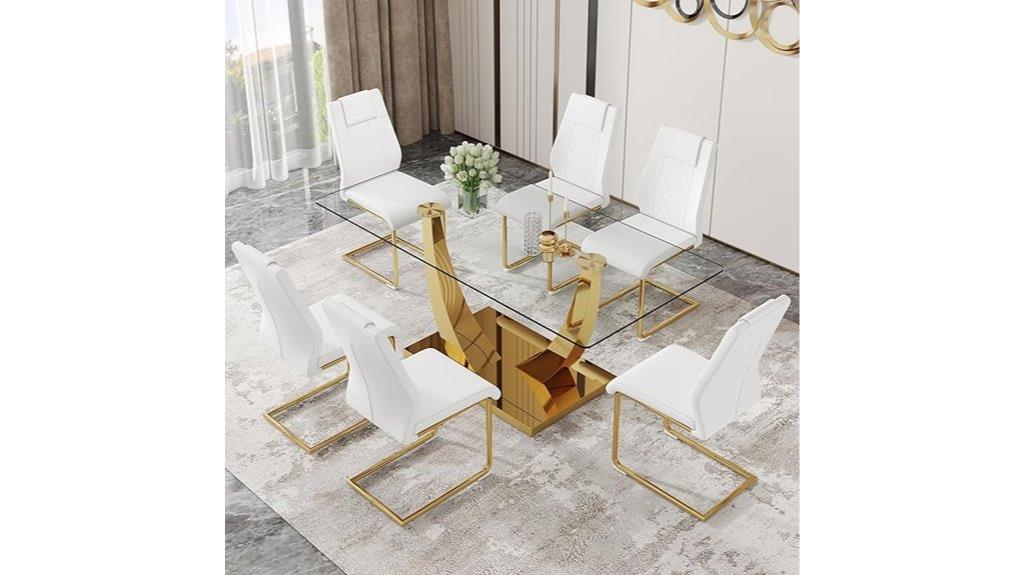 six person glass dining set