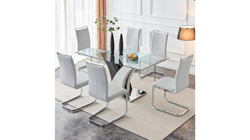 six person glass dining set