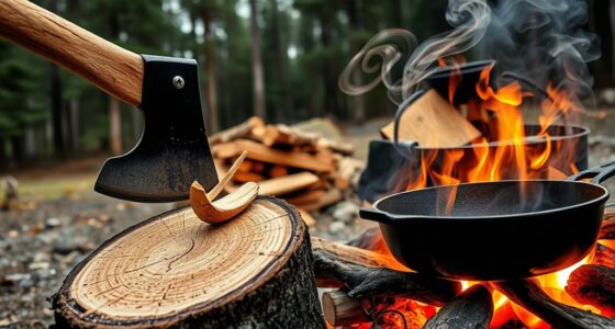 splitting wood for cooking