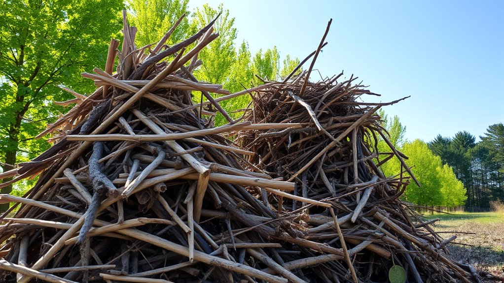 stacked brush promotes safe habitat