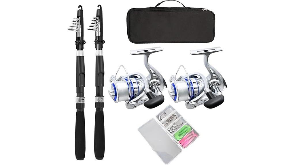 two rod collapsible fishing set