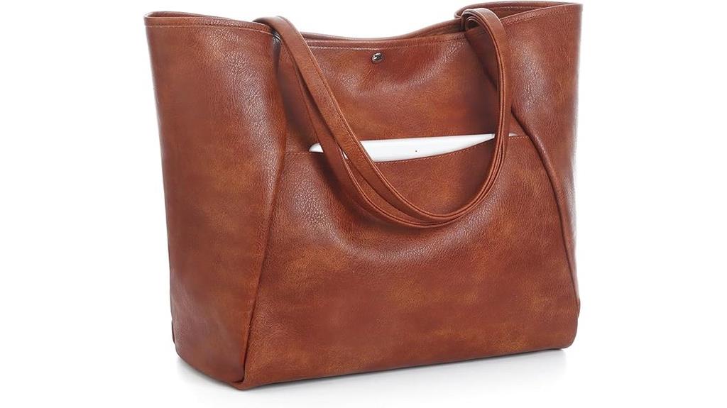 vegan leather work tote