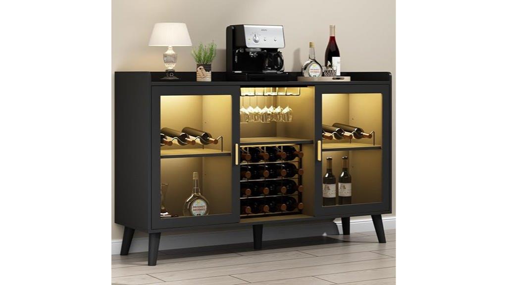 wine bar cabinet with lighting