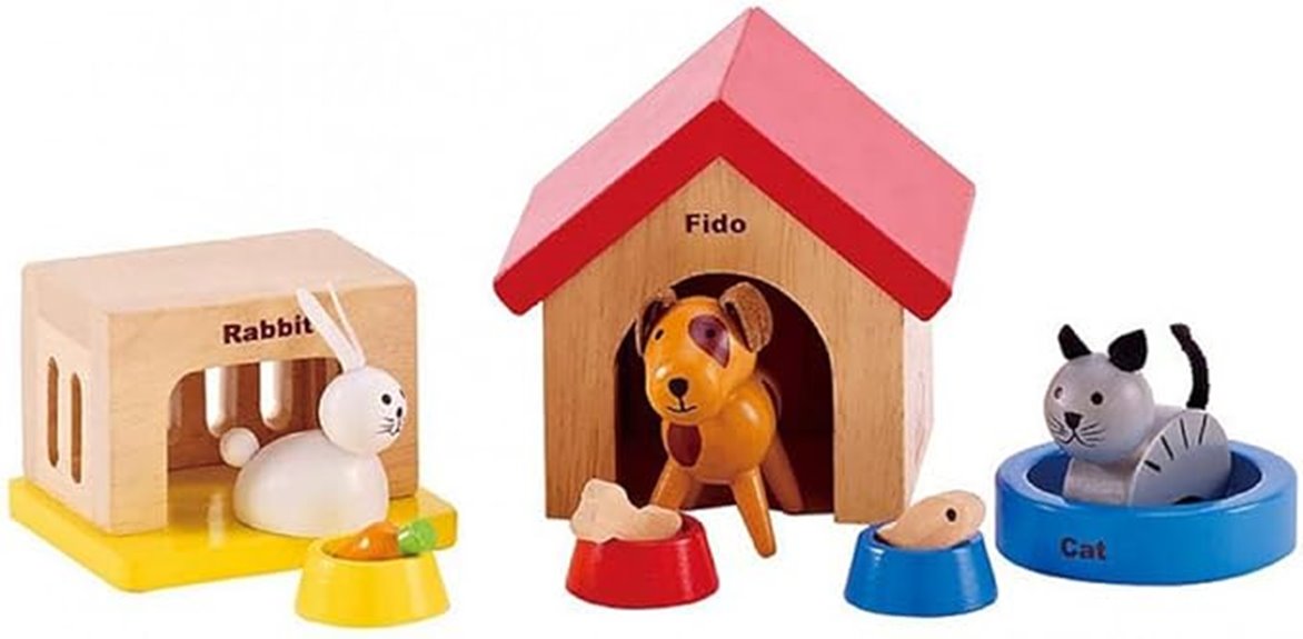wooden dollhouse pet set