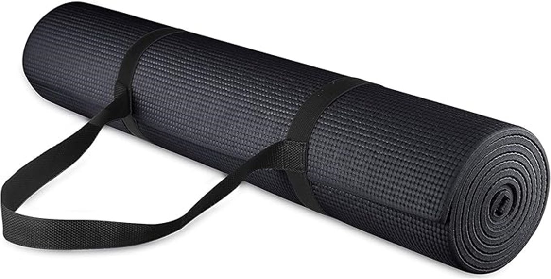 colorful yoga mat with strap