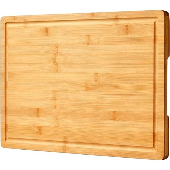 Bamboo Kitchen Cutting Board with Handles and Juice Grooves