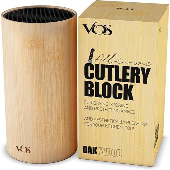 Vos Universal Bamboo Knife Block with Non-Slip Base