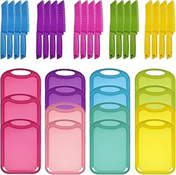 30 Pcs Kid-Safe Plastic Cutting Boards and Knives
