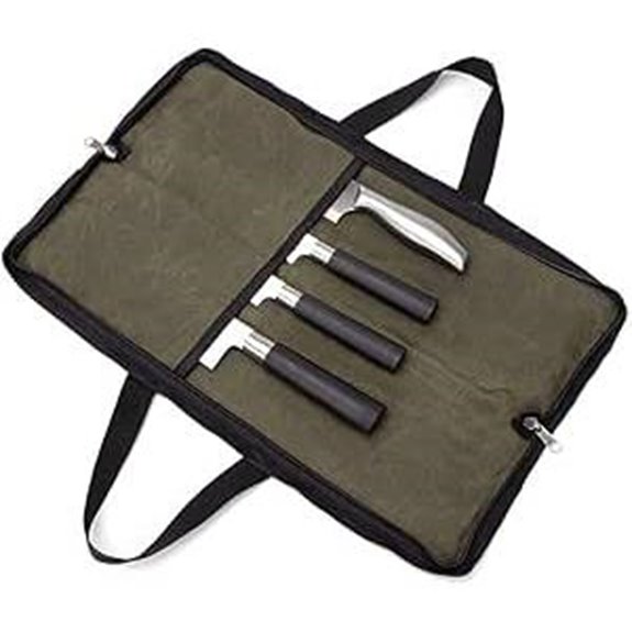 Heavy Duty Waxed Canvas Knife Roll with Handle