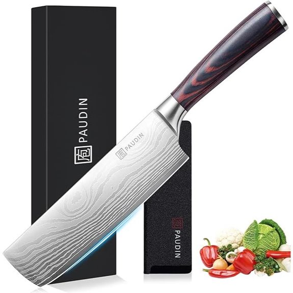 PAUDIN Nakiri 7 Kitchen Knife with Ergonomic Handle