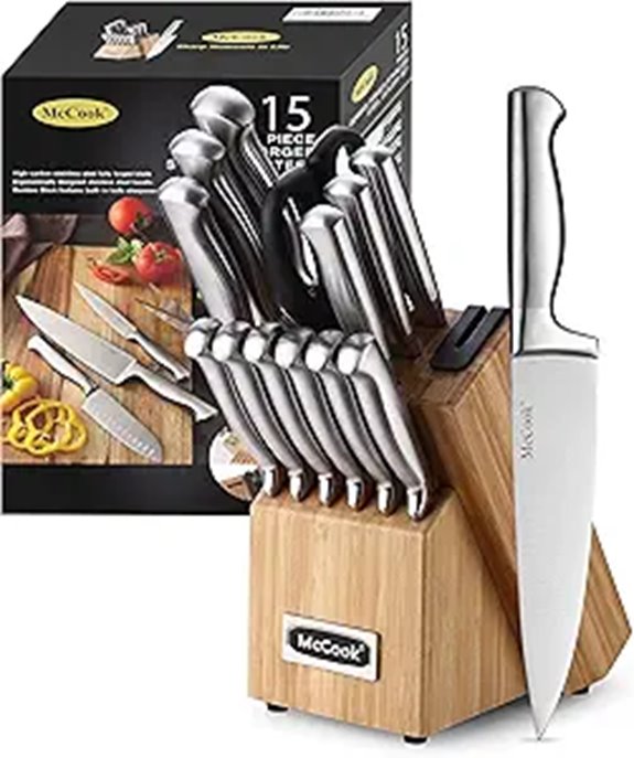 McCook German Steel Knife Block Set with Sharpener