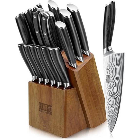 HOSHANHO 16-Piece High Carbon Knife Set with Block