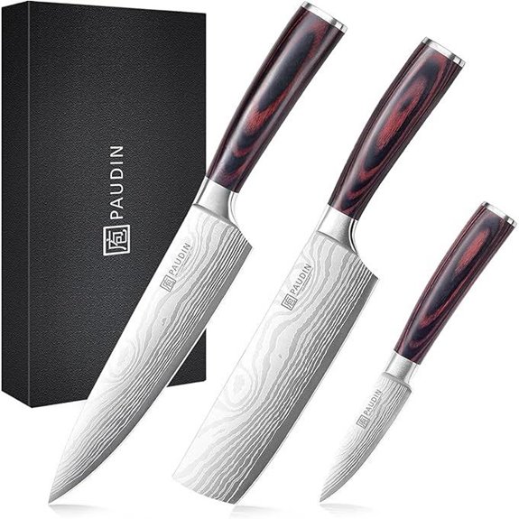 PAUDIN 3-Piece High Carbon Stainless Steel Kitchen Knife Set