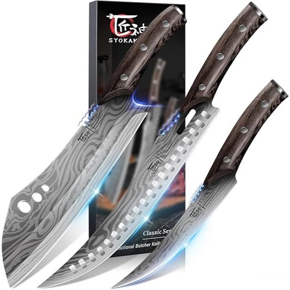 Butcher Knife Set 3-Piece High Carbon Steel