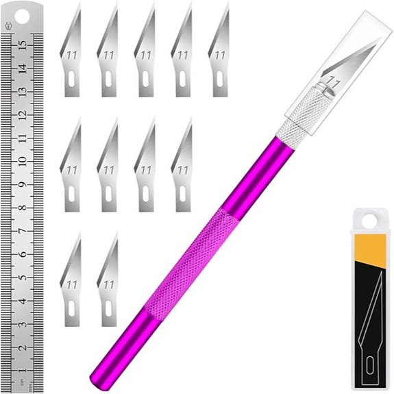 DIYSELF Craft Knife & Steel Ruler Kit (Purple)