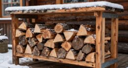 sturdy winter firewood storage