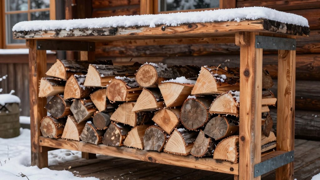 sturdy winter firewood storage
