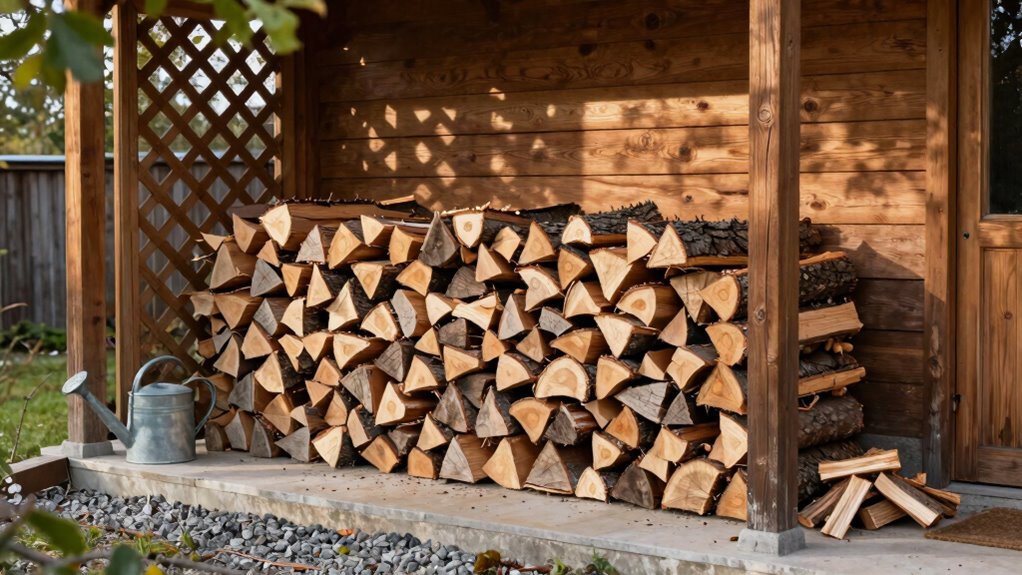 properly seasoned firewood storage