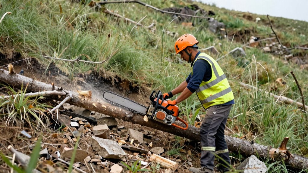 safe hillside log bucking