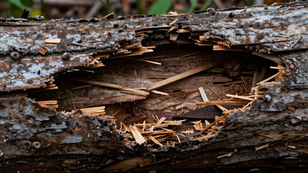 treating damaged wooden logs