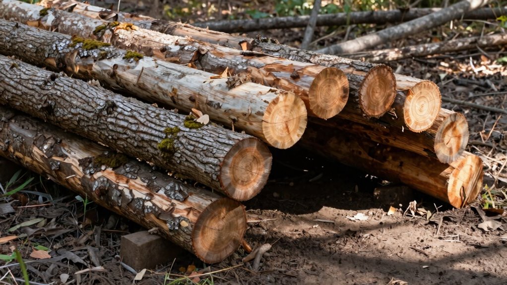 wood skid with logs