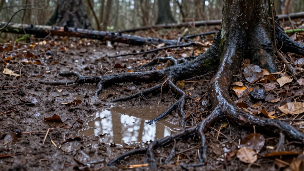 work carefully on wet soil