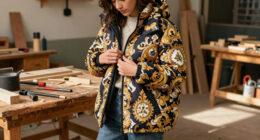 Women Sport Puffer Coats in Bold Baroque Portraits by Nieves González