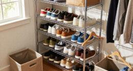 I Put Dollar Tree Wire Cabinet Shelves In My Closet For Smart Shoe Storage