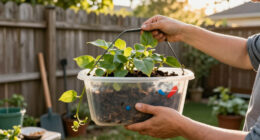 Gardener Transforms Plastic Containers Into A Creative Hanging Planter